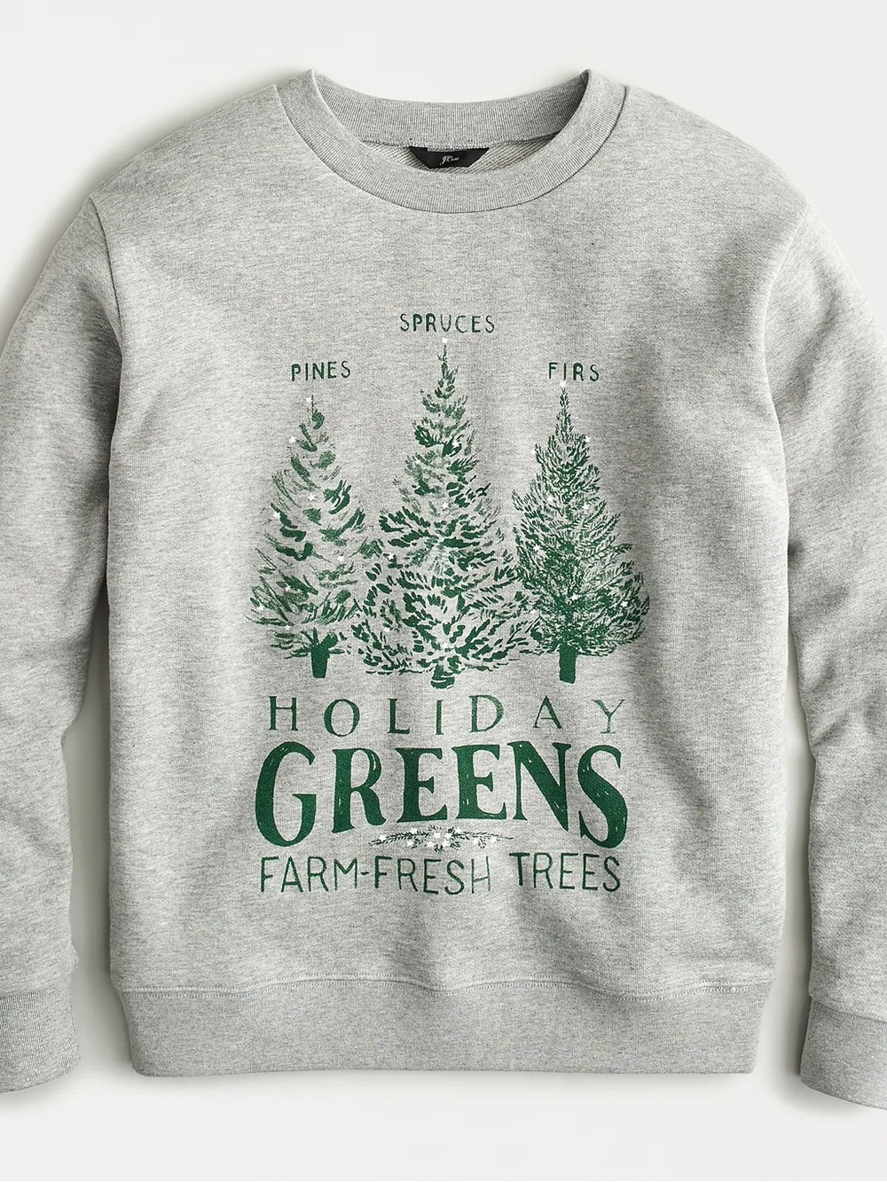 J Crew Holiday Greens Graphic Crewneck Sweatshirt Medium